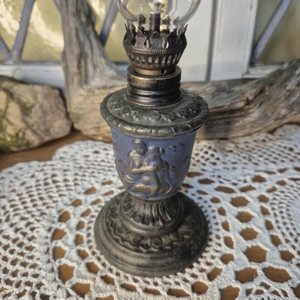 RAYFLAM 2 Mini Oil Lamps Blue Brass Bronze - Picture 8 of 13